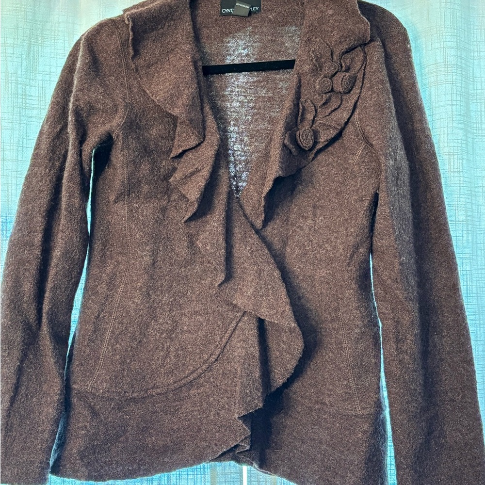 Cynthia Rowley Marled Brown Wool Cardigan